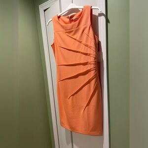 Calvin Klein sunburst tangerine sleeveless dress. Size 12. Nw with tags